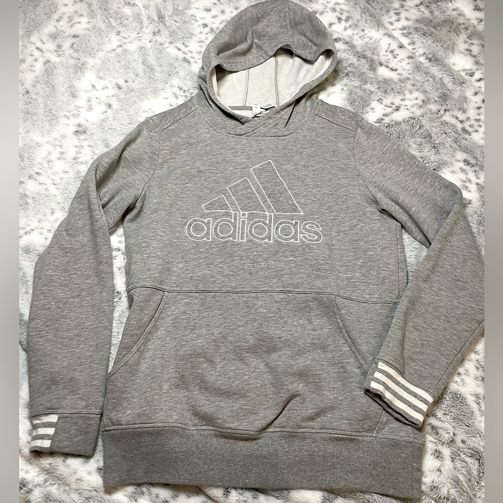 ADIDAS Gray Logo Sweatshirt Hoodie